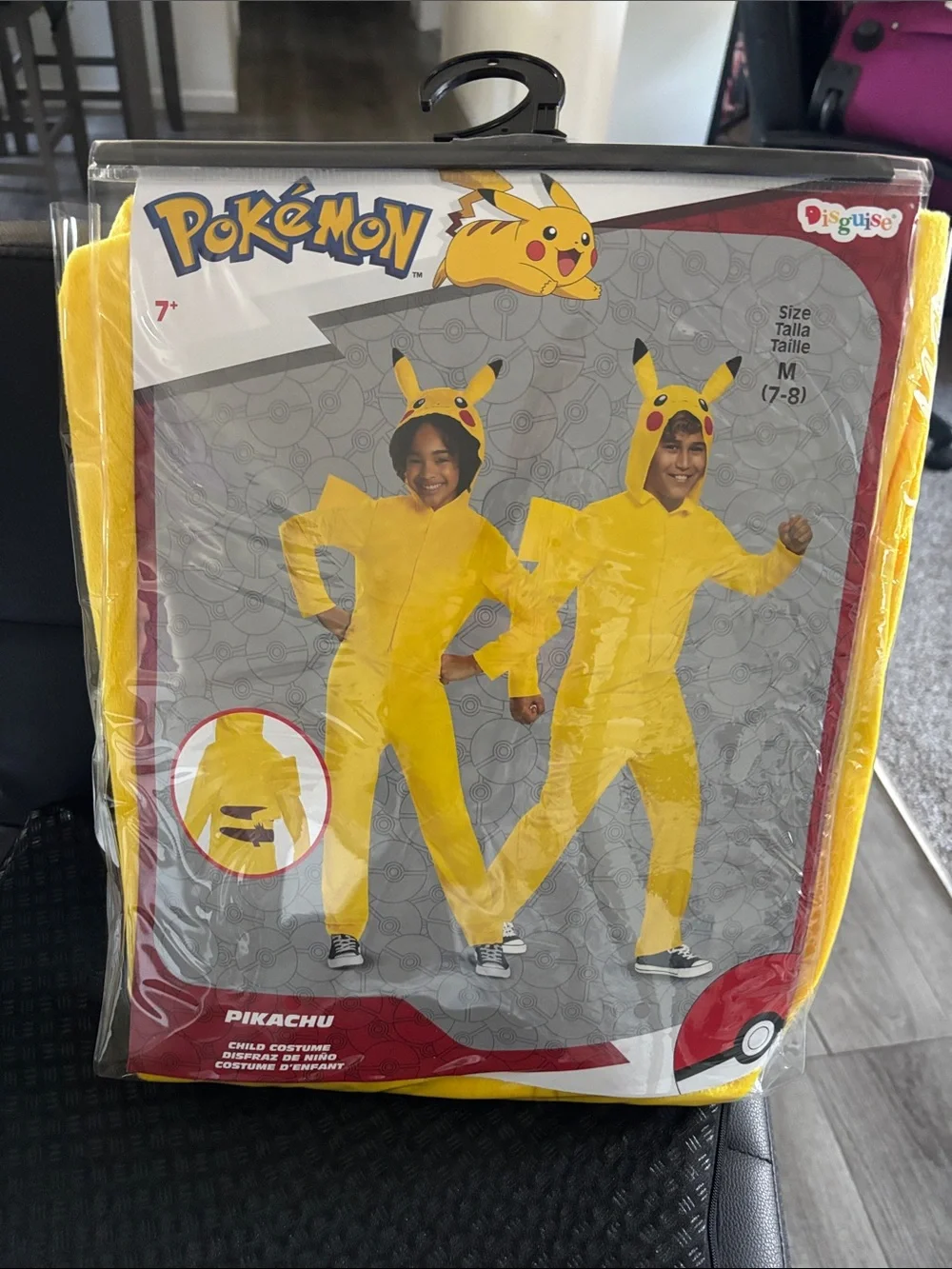 Pokemon Pikachu Halloween Costume 7/8 Yellow Classic Hooded Jumpsuit Unisex Kids